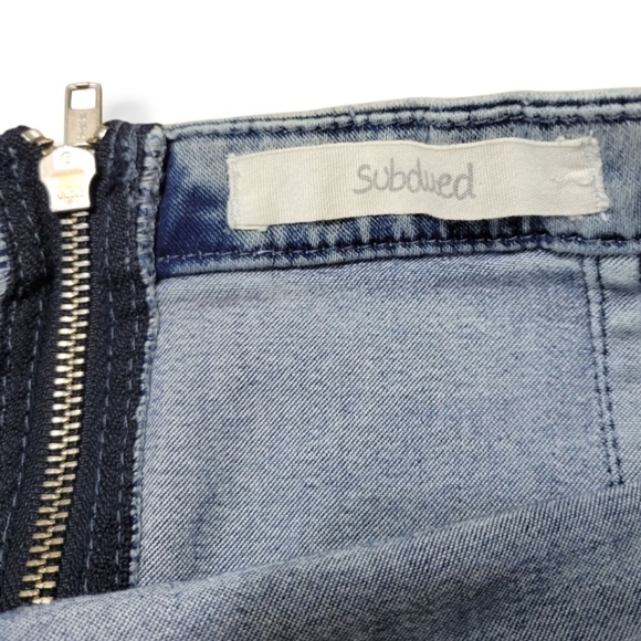 Subdued Skirt Size 8 US 40 EUR W26"in Waist Blue Denim Skirt Mini Skirt Stretch - Picture 4 of 5
